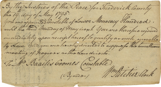 Item #BK0007 1795 Maryland Constable Appointment Directing Him to “Suppress the Tumultuous...