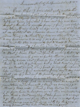 Item #BK0017 1850 Letter from Sacramento Describing the Cholera Epidemic, Failed Mining Ventures,...