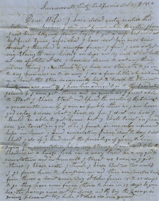 Item #BK0017 1850 Letter from Sacramento Describing the Cholera Epidemic, Failed Mining Ventures,...