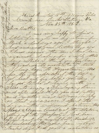 Collection of Civil War Letters Mainly from Almon Varney of the 13th Maine Volunteers, Discussing Guarding Prisoners, Conflicts with African American Soldiers Who Cannot &ldquo;be made my superior or even equal by virtue of legislation&rdquo;, and the &ldquo;inglorious idleness&rdquo; of War.