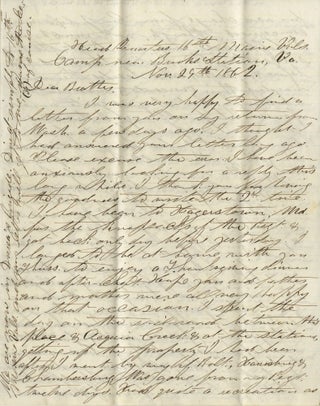Collection of Civil War Letters Mainly from Almon Varney of the 13th Maine Volunteers, Discussing Guarding Prisoners, Conflicts with African American Soldiers Who Cannot “be made my superior or even equal by virtue of legislation”, and the “inglorious idleness” of War.