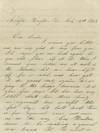 Collection of Civil War Letters Mainly from Almon Varney of the 13th Maine Volunteers, Discussing Guarding Prisoners, Conflicts with African American Soldiers Who Cannot &ldquo;be made my superior or even equal by virtue of legislation&rdquo;, and the &ldquo;inglorious idleness&rdquo; of War.