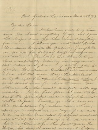 Collection of Civil War Letters Mainly from Almon Varney of the 13th Maine Volunteers, Discussing Guarding Prisoners, Conflicts with African American Soldiers Who Cannot &ldquo;be made my superior or even equal by virtue of legislation&rdquo;, and the &ldquo;inglorious idleness&rdquo; of War.