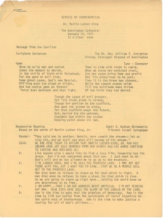 Item #CAT0103 Service of Commemoration: Dr. Martin Luther King Jr. Civil Rights Movement, Dr....