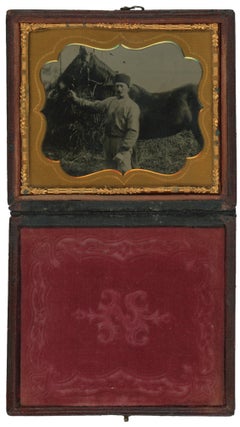 Item #CAT0150 An Unusual Outdoor Sixth Plate Tintype of a Zouave Soldier, Possibly from New York....