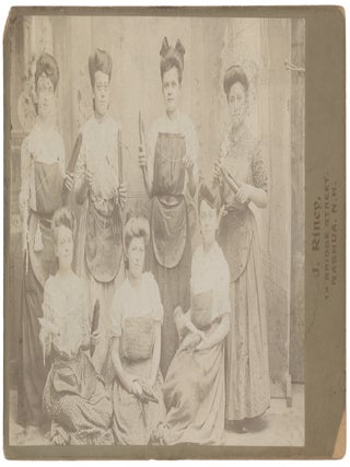 Item #CAT0166 Cabinet Card Portrait of a Group of Female Mill Workers in Nashua, N.H. c....