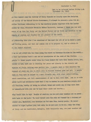 Item #CAT0169 An Archive of Material and Correspondence from the Toscanini Estate Including a...
