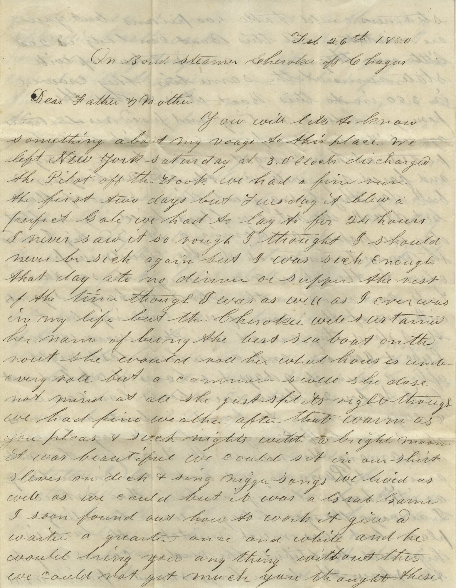 Gold Rush Letter Describing Voyage via the Isthmus, Overcrowding Aboard ...
