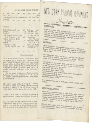 Archive of 1960s–1980s Second-wave Feminist Material Mainly from New York City Activist Groups Belonging to an Employee of Mother Courage, the First Feminist Restaurant, with Material on Women’s Film, Performance, and Health.