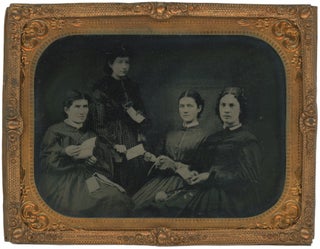 Item #List0125 Quarter Plate Tintype of a Women’s Sewing Circle, c. 1860s. Women, Sewing Circles
