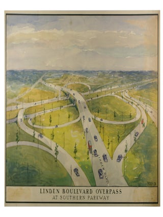 Item #List0210 Three Watercolors for Proposed Intersections in Queens from the Robert Moses Era....