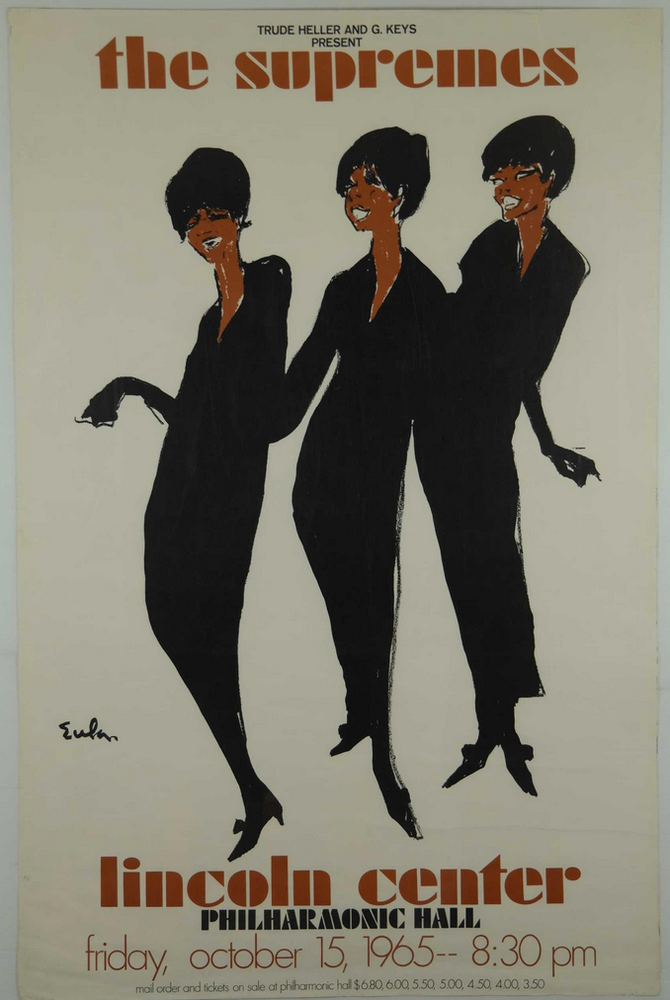 Item #List0704 The Supremes at Lincoln Center Philharmonic Hall. Friday, October 15, 1965. Joe Eula, The supremes.