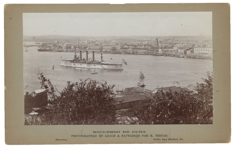 Item #List110 Mounted Albumen Print of an American Warship in Havana Harbor, Published as part of the “Recuerdo de Cuba” Series. Cuba, Leach, Patterson, Spanish-American War.