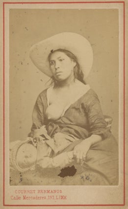Pair of Carte-de-Visite Portraits of Peruvian Women, One Nursing a Child, c. 1870s.