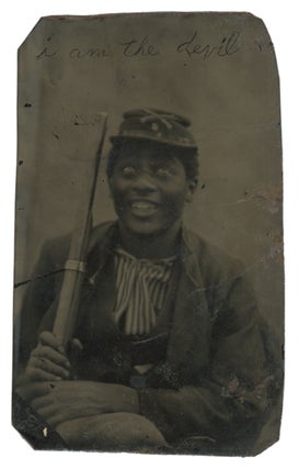 Item #List1404 Portrait of an African-American Union Soldier with a Playful Expression, with the...