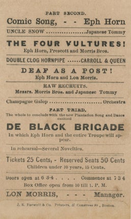 Two Programs for Morris Brothers Pell and Trowbridge Programs Featuring Thomas Dilward, c. 1863.