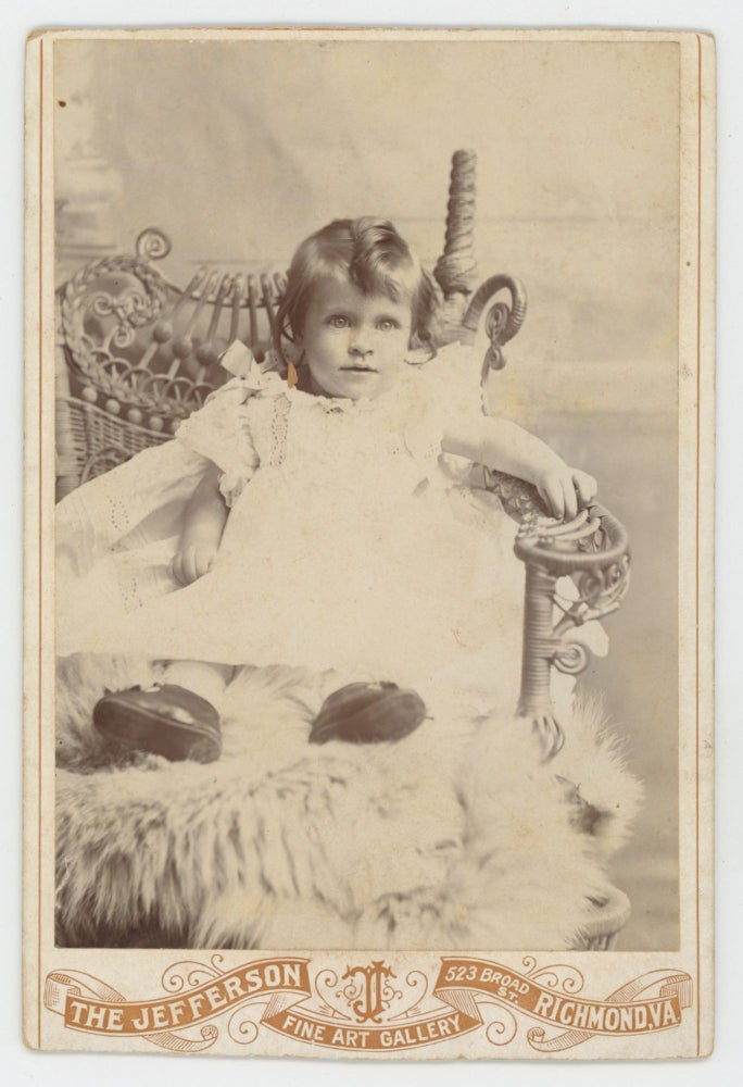 Item #List1729 Cabinet Card Portrait of a Child, Identified as Captain David Dewey Hock, One Year Old. African-American Photographers, James Conway Farley.