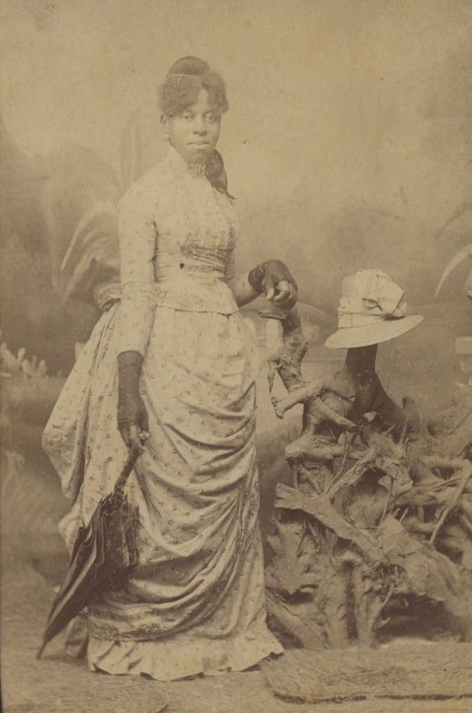 Item #List1739 Cabinet Card Photograph of an African-American Woman, c. 1880s- 1890s. African-Americana - Vernacular Photography - Mississippi, M. T. Photographer Frederichs.