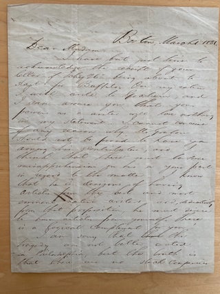 Item #List2032 Letter from Edwin Percy Whipple to Elizabeth Oakes Smith, Praising her Writing and...