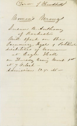 Item #List2045 Pair of Letters Written by Susan B. Anthony to Edwin Clark of Caldwell, New York...