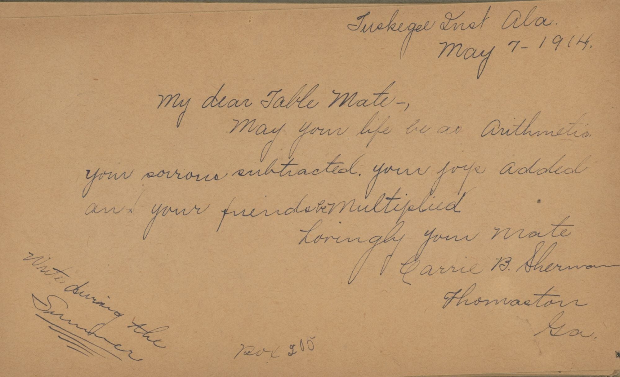 Book Inscriptions About Friendship Friendship Album Belonging to McKinley Stewart of the Tuskegee ...