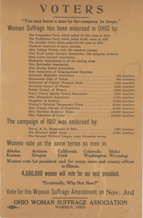 Item #List2116 Voters / You may know a man by the company he keeps. [Handbill]. Women’s...