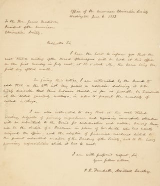 Item #List2207 Autograph Letter to James Madison as President of the American Colonization...