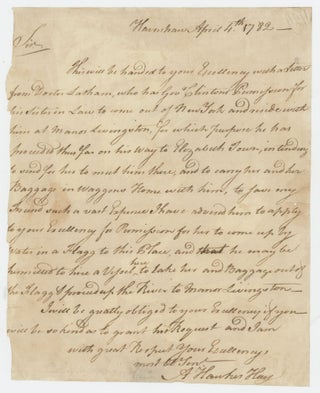 Item #List2307 Letter Written to George Washington at Newburgh Seeking Passage for Smallpox...