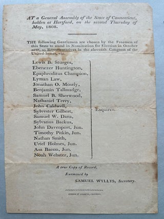 Item #List2316 At a General Assembly of the State of Connecticut, holden at Hartford, on the...