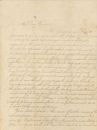 Item #List2323 Lengthy Letter Between Two Cousins Discussing the Cold Yankee Character and the...