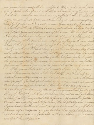 Lengthy Letter Between Two Cousins Discussing the Cold Yankee Character and the Differences Between New England and New Jersey, as Well as Current Events, 1838.