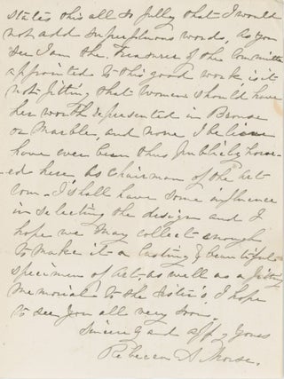 Intimate Letter on Sorosis Club Stationery to the Snow Family of Rockland, Maine Discussing a Memorial for the Cary Sisters, 1871.