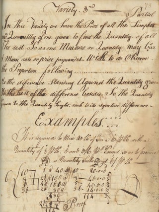 18th-century American Schoolboy’s Computation Notebook, Kept by Joseph Brewer of Maryland, Using Aspects of Trade and Diplomacy as the Basis for Mathematic Exercises.