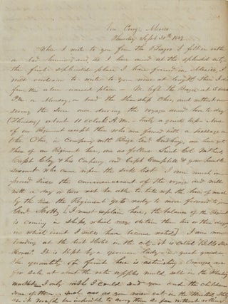 Item #List2439 Lengthy Letter Describing the Food and Scenery of Vera Cruz, Written by Captain...