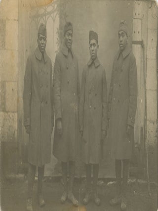 Item #List2508 Realphoto Postcard of Four Identified African-American Officers in France During...