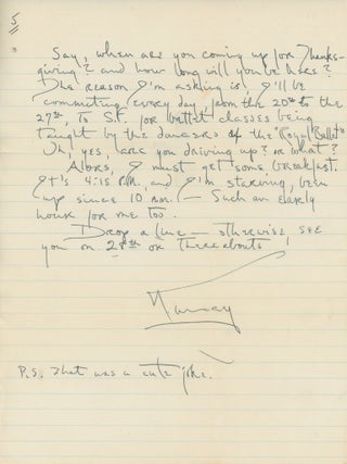 Letters to a Dancer from Friends Concerning Life as Artistic Young People in Post-War California.