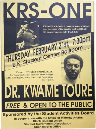 Item #List2804 KRS-One and Dr. Kwame Ture Event Poster, University of Kentucky. African-Americana...