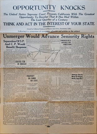 Item #List2831 “Opportunity Knocks”: A Broadside Concerning the “Unmerger” of the...
