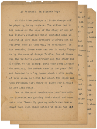 Archive of an Amateur Historian’s Writings on Small-Town Ohio History, Including His Family’s Settler Story and His Experience Teaching in Appalachian Ohio, and His Short Fiction Inspired by the Region.