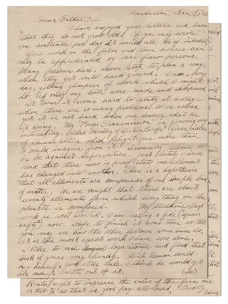 Cowles Family Archive, with Letters Written by Leman Cowles from the Philippines During the Spanish-American War and Philippine Insurrection, and Various Items Kept by Cowles During His Service Including a Scarce Map of American Military Operations in the Region.