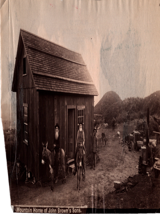 Item #List2900 Two Photographs of John Brown’s Sons Owen and Jason Outside Their Cabins in the...