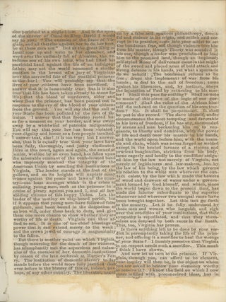 Copy of a Speech Delivered by Daniel W. Voorhees to the Jury in the Trial of John E. Cook, Printed in An Unknown Newspaper.