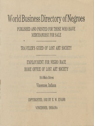 Item #List2906 Advertisement for the “World Business Directory of Negroes”, Published by the...