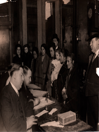 Five Press Photographs of Women, Including Woman Suffrage Activist Carrie Chapman Catt, Voting in Chicago and New York City for the First Time.