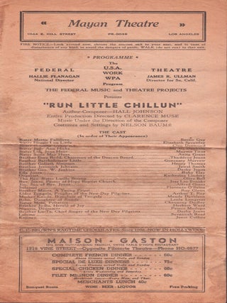 Item #List2922 Playbill for Run Little Chillun at the Mayan Theatre, Los Angeles....