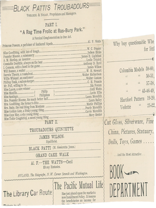 Two Clipped Magazine Advertisements for M. Sissieretta Jones’ “Black Patti’s Troubadours”.