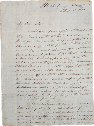 Item #List2931 1830 Letter Written from Mauritius, Describing Economic and Social Conditions on...