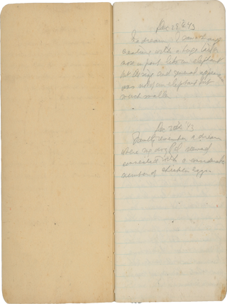 Item #List2943 Early 1940s Dream Journal of an Anonymous Midwestern Woman. Dream Journals –...