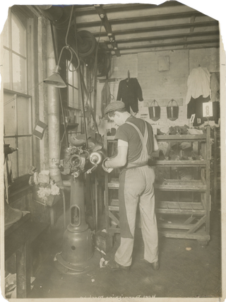 Fourteen Photos of Workers in a Shoe Factory, 1905–1910.