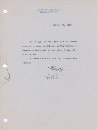 Collection of Material Relating to African-American Sociologist George E. Haynes, Including Correspondence and Photographs.